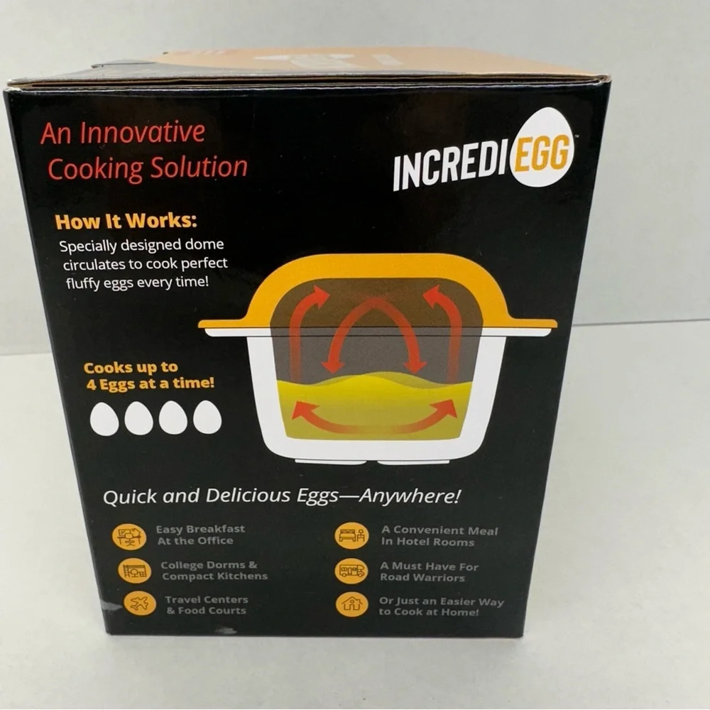IncrediEgg Microwave Egg Cooker Build-in Shell Cracker & Egg York Separator NEW
